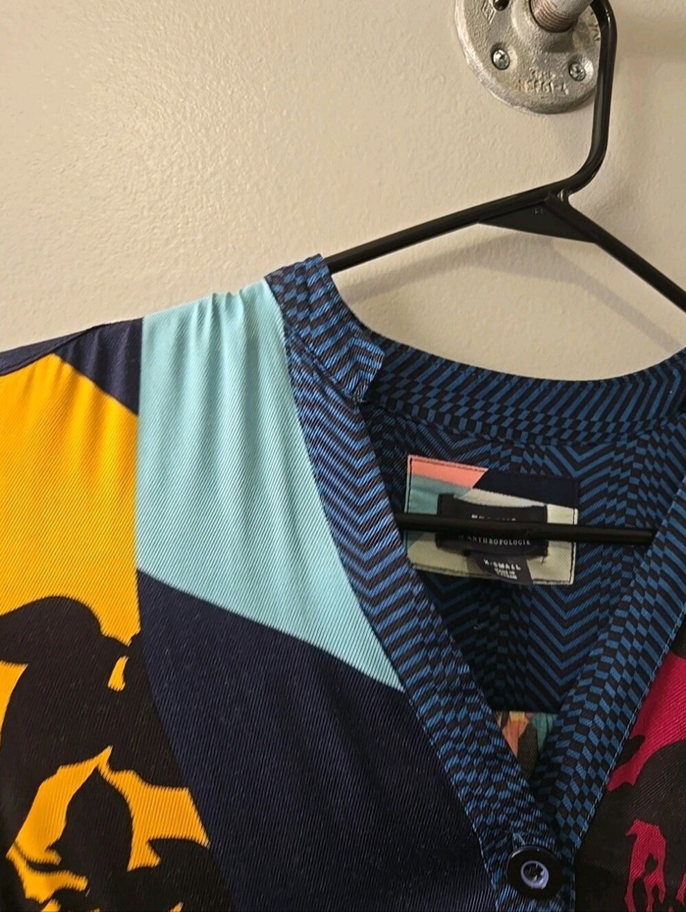 Anthropologie Maeve Tunic Dress Floral Color Block Sz. XS Tiered - Picture 4 of 11